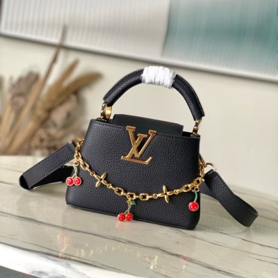Louis Vuitton - Capucines Mini / Small / Medium Bag M13714 Murakami Re-Edition Taurillon Leather with Cherry & Monogram Flower Charm