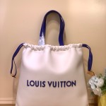 Louis Vuitton Dust Bag Tote Handbag M15235 White Suede Leather