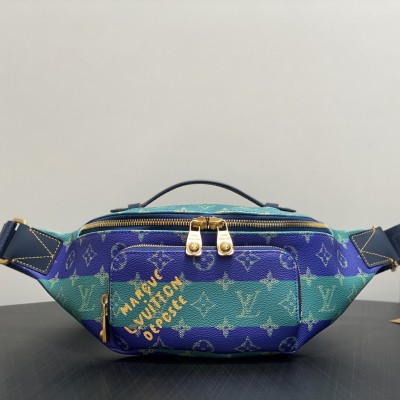 Louis Vuitton - Rush Bumbag M25783 Blue Color-Block Monogram Heritage HR Canvas Waist Bag