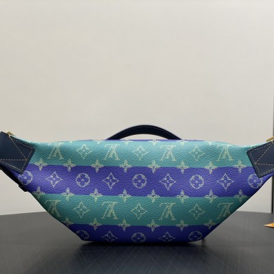 Louis Vuitton - Rush Bumbag M25783 Blue Color-Block Monogram Heritage HR Canvas Waist Bag