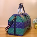 Louis Vuitton Keepall Bandoulière 50 M25900 - Blue-Green Floral Monogram HR Canvas with Rugby Stripes