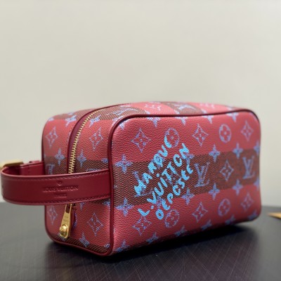 Louis Vuitton - Locker Dopp Kit M25902 Blue / M36903 Red Monogram Heritage Toiletry Pouch