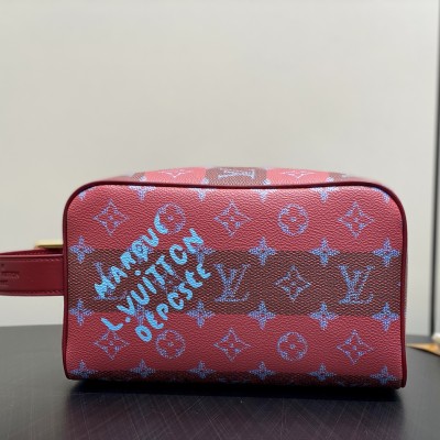 Louis Vuitton - Locker Dopp Kit M25902 Blue / M36903 Red Monogram Heritage Toiletry Pouch