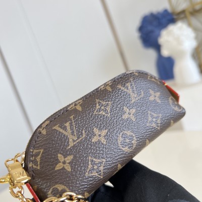 Louis Vuitton - Lipstick Mini Cosmetic Pouch Monogram Canvas with Chain(M25694 Yellow Floral / M25694 Monogram)
