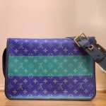Louis Vuitton Satchel Messenger Bag M15187 in Teal Green Monogram Heritage canvas with aged metal buckles