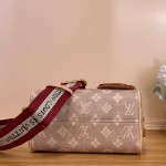 Louis Vuitton Speedy 20 Bandoulière Handbag with Cat Charm in Meowgram Canvas