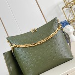 Louis Vuitton Coussin Hobo MM M15228 Green with Monogram Embossing and Chunky Chain Handle (14.96 x 12.99 x 3.94 inches)
