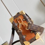 Louis Vuitton Side Trunk MM M15072 with Monogram Coated Canvas, S-Lock Closure, Detachable Chain Strap (6.3 x 3.35 x 9.25 inches)