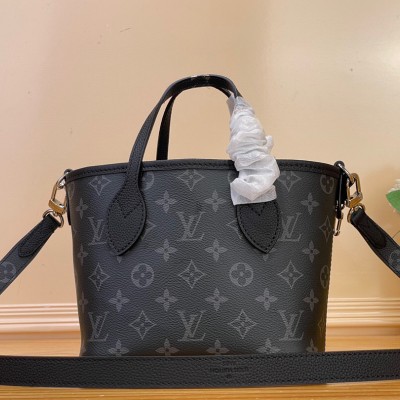 Louis Vuitton - Neverfull Bandoulière Inside Out BB M15210 Black Monogram Eclipse with Silver Hardware