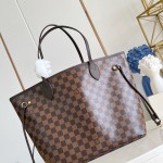 Louis Vuitton Neverfull MM Tote Bag in Damier Azur Canvas with Leather Trim and Detachable Pouch