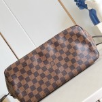 Louis Vuitton Neverfull MM Tote Bag in Damier Azur Canvas with Leather Trim and Detachable Pouch