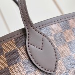 Louis Vuitton Neverfull MM Tote Bag in Damier Azur Canvas with Leather Trim and Detachable Pouch