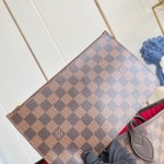 Louis Vuitton Neverfull MM Tote Bag in Damier Azur Canvas with Leather Trim and Detachable Pouch