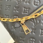 LV Coussin Backpack Medium Black replica with monogram embossed leather