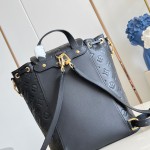 LV Coussin Backpack Medium Black replica with monogram embossed leather