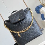 LV Coussin Backpack Medium Black replica with monogram embossed leather
