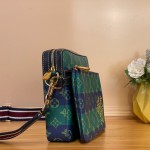 Louis Vuitton Trio Messenger Bag M26026 - Blue-Green Monogram Heritage Canvas with Striped Shoulder Strap