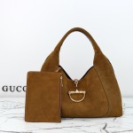 Gucci 837466 Brown Suede Leather Handbag