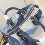 Louis Vuitton Speedy 25 Bandoulière Denim Handbag with Monogram and Damier Patterns