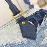 Louis Vuitton Speedy 25 Bandoulière Denim Handbag with Monogram and Damier Patterns