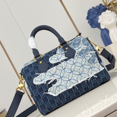 Louis Vuitton - Speedy 25 Bandoulière M15276 Denim Handbag with Monogram and Damier Patterns