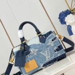 Louis Vuitton Speedy 25 Bandoulière Denim Handbag with Monogram and Damier Patterns