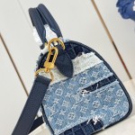 Louis Vuitton Speedy 25 Bandoulière Denim Handbag with Monogram and Damier Patterns