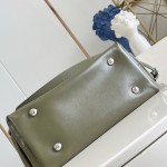 Louis Vuitton CarryAll Cargo Vibe Small Handbag in Green Lambskin Leather with Removable Chain and Monogram Logo