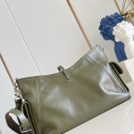 Louis Vuitton CarryAll Cargo Vibe Small Handbag in Green Lambskin Leather with Removable Chain and Monogram Logo