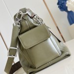 Louis Vuitton CarryAll Cargo Vibe Small Handbag in Green Lambskin Leather with Removable Chain and Monogram Logo