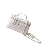 Chanel 25BLP Handle Box Bag Caviar Calfskin Black Gold Hardware