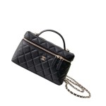 Chanel 25BLP Handle Box Bag Caviar Calfskin Black Gold Hardware