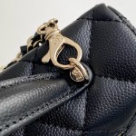 Chanel 25BLP Handle Box Bag Caviar Calfskin Black Gold Hardware
