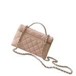 Chanel 25BLP Handle Box Bag Caviar Calfskin Black Gold Hardware