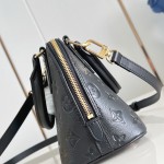 Louis Vuitton Alma BB Handbag in Monogram Canvas with Gold Lock and Key and Detachable Shoulder Strap