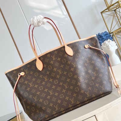 Louis Vuitton - Neverfull Large Tote Bag with Monogram Canvas and Leather Trim