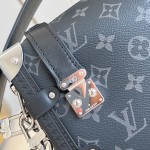 Louis Vuitton M26226 Side Trunk East West Handbag with Monogram Eclipse Canvas and Chain Strap