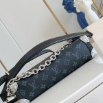 Louis Vuitton M26226 Side Trunk East West Handbag with Monogram Eclipse Canvas and Chain Strap