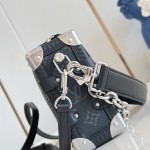 Louis Vuitton M26226 Side Trunk East West Handbag with Monogram Eclipse Canvas and Chain Strap