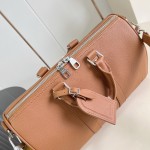 Louis Vuitton Keepall Bandoulière 35 in Waxed Calfskin with LV Initials Embossing