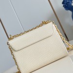 Louis Vuitton Twist Mini Handbag in White Epi Leather with Enamel Twist Lock