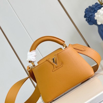 Louis Vuitton - Capucines Mini Handbag M23703 Orange Taurillon Leather Removable Shoulder Strap