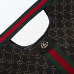 Gucci 865452 Apricot Black Leather Tote Bag
