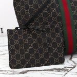 Gucci 865452 Apricot Black Leather Tote Bag