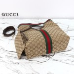 Gucci 865452 Apricot Black Leather Tote Bag