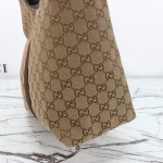 Gucci 865452 Apricot Black Leather Tote Bag