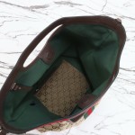 Gucci 865452 Apricot Black Leather Tote Bag