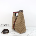 Gucci 865452 Apricot Black Leather Tote Bag