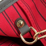Louis Vuitton Neverfull N40600 Small Tote Bag in Damier Ebene Canvas with Leather Trims
