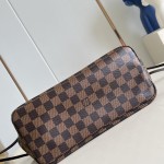 Louis Vuitton Neverfull N40600 Small Tote Bag in Damier Ebene Canvas with Leather Trims